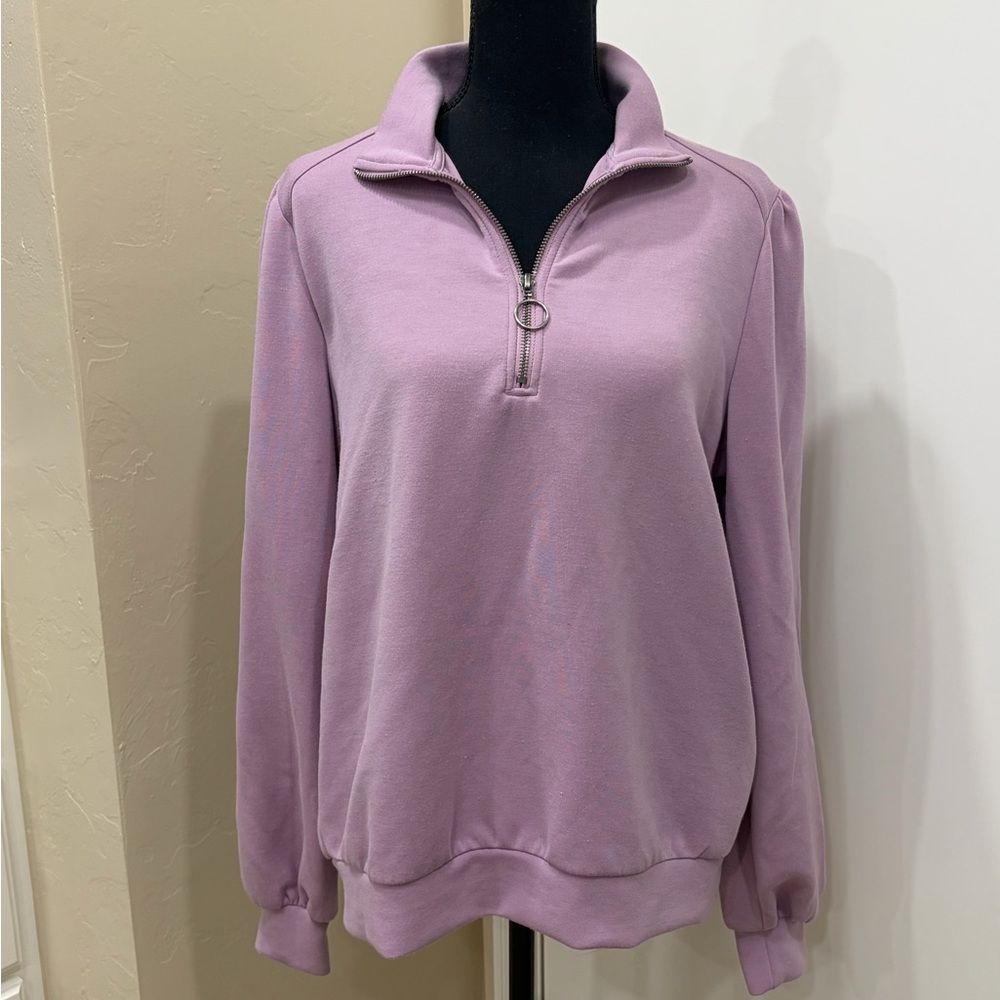 SOYA CONCEPT QuarterZip Pullover Sweatshirt in Dusty Lavender